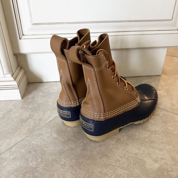 L.L. Bean Duck Boots Womens 6M Navy Blue 8" Made in Maine Waterproof Gorpcore - Picture 11 of 15